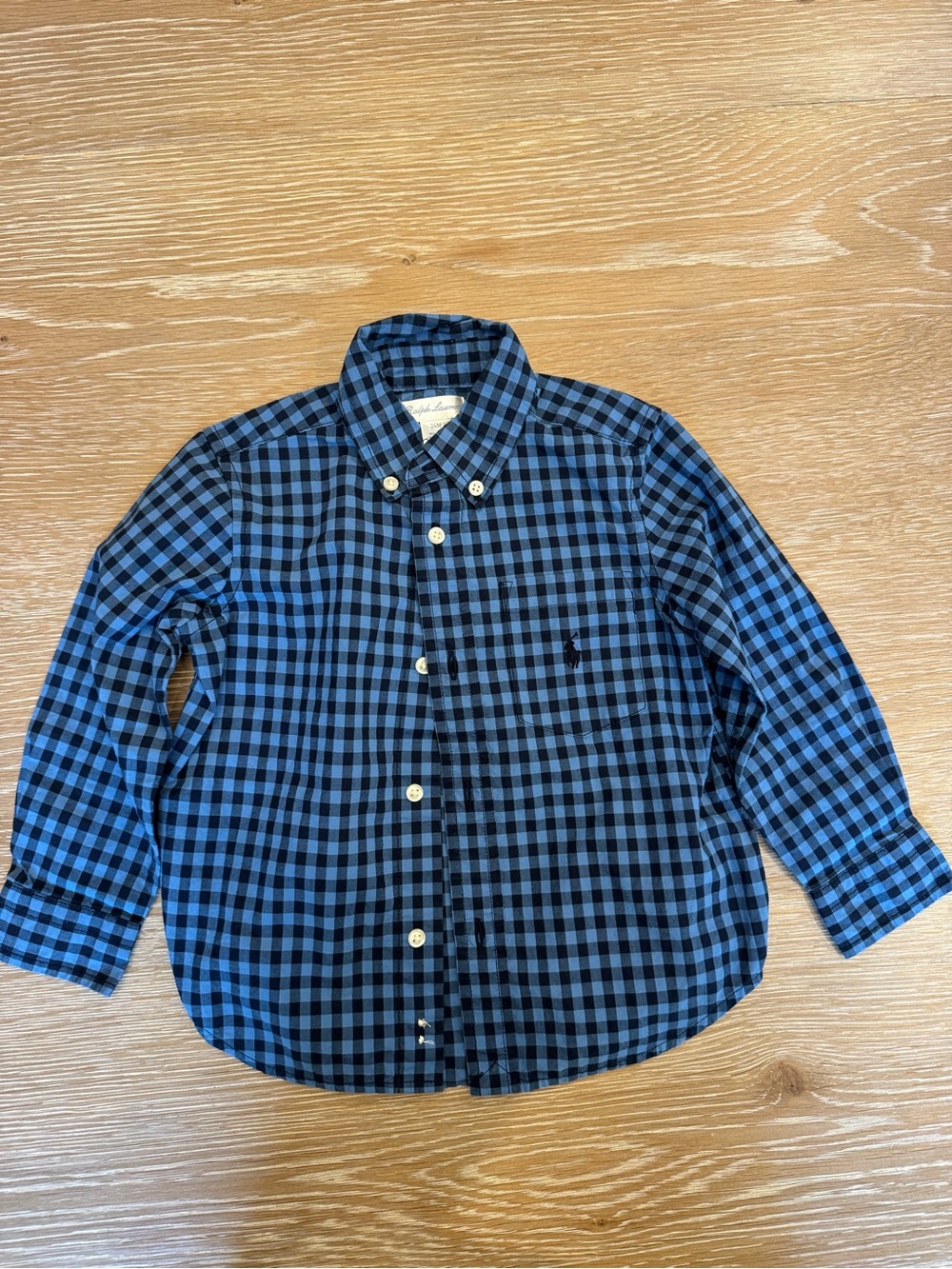 Ralph Lauren Blue and Navy checker Button-Down Shirt 24 month